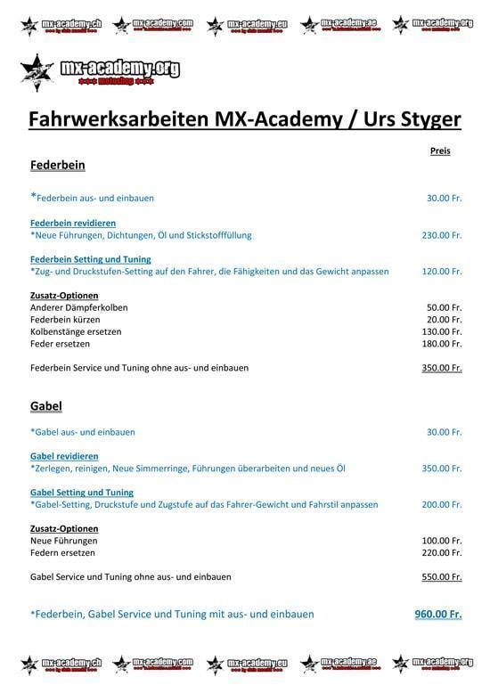 Motocross Fahrwerk und Enduro Federung